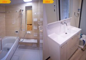 市川市で浴室と洗面化粧台のリフォーム
